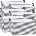 Hinwo 70L Extra Large Canvas Storage Bin with Lid and Handles, 6-Pack by Hinwo