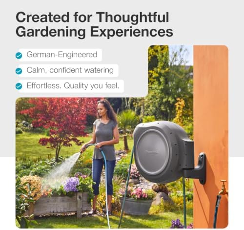 GARDENA Retractable Garden Hose Reel - 100 Feet - Auto Retract Hose Reel with 180° Swivel Wall Mount - Heavy Duty - Includes Spray Nozzle - 20505 - Image 6