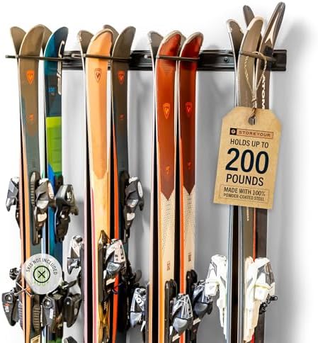 StoreYourBoard Ski Rack Wall Mount, Holds 8 Pairs, Ski & Snowboard Storage by StoreYourBoard