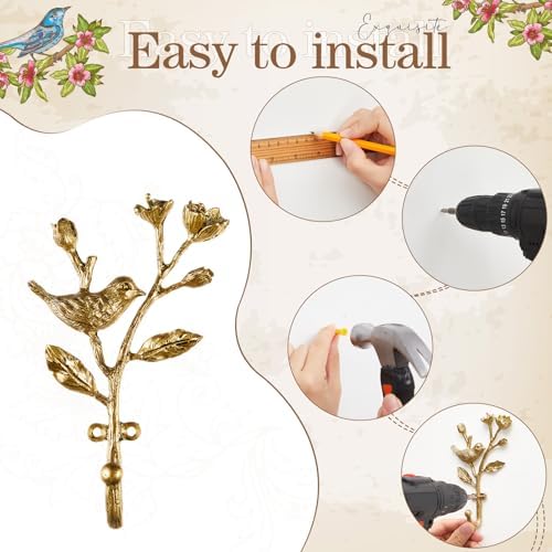 4 Pack Vintage Bird Hooks for Wall Decorative Hooks,5.8 to 6.5 in - Image 3