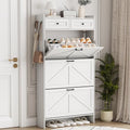 Shoe Cabinet with 3 Flip Drawers & 2 Top Drawers, 57" Tall Freestanding Narrow Wooden Shoe Storage Organizer for Entryway, Hidden Slim Shoe Rack for Front Door Entrance, Hallway, Living Room, White by Xixini