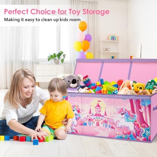 decalsweet Large Toy Box Collapsible Chest Organizer with Flip Lid for Kids - Image 6