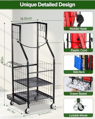 FHXZH Golf Bag Storage Garage Organizer - Golf Bag Stand with Wheels - Image 3