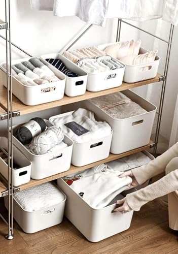 Set Of 6 Plastic Storage Bins,Versatile Kitchen Pantry Organization and Storage,for Plastic Storage Container Under Bed,Under Sink Bathroom Organizer (White, 6 Pack Small - Image 5