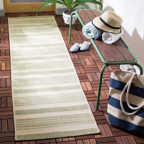 SAFAVIEH Washable Rug Outdoor Courtyard Collection - 2'3" x 6'7" Runner, Beige & Sweet Pea, Non-Shedding & Easy Cleaning, Ideal for Patio, Entryway, Mudroom, Hallway, Kitchen (CY6062-218) by Unknown