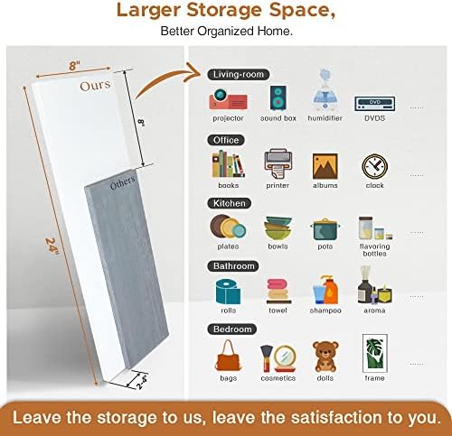White Floating Shelves 24 inches Long Set of 3, 24 x 8 Inch Bathroom Wall Shelves Over Toilet for Towels, Modern Wood Mounted Storage Shelf for Bedroom Living Laundry Room Kitchen Office Closet - Image 3