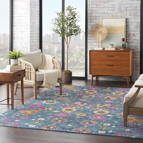 Nourison Home Passion Denim 6'7" x 9'6" Area -Rug, Boho, Moroccan, Bed Room, Living Room, Dining Room, Kitchen, Easy -Cleaning, Non Shedding, (7' x 10') - Image 4