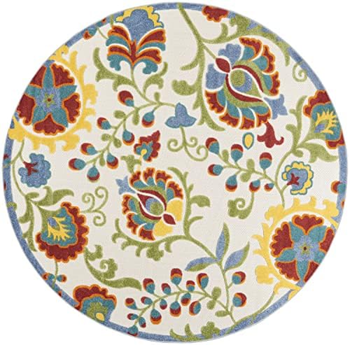 Nourison Home Aloha Ivory Multicolor 7'10" x Round Area Rug - Easy Clean, Non Shedding, Bed Room, Living Room, Dining Room, Kitchen (8' x Round) - Image 3