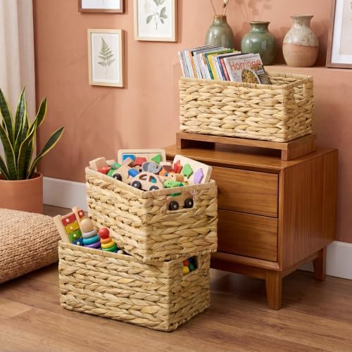 Suzile 3 Pack Wicker Storage Baskets, Water Hyacinth, M - Image 6