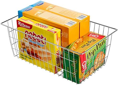 Slideep Farmhouse Wire Organizer Storage Bin Basket with Handles, Food Storage for Kitchen Cabinets, Pantry, Closet, Bedroom, Bathroom, Office 6 Pack - Image 7