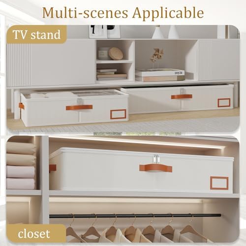 Yawinhe 27L Under Bed Storage Containers,4 Pack Blanket Bags,Beige - Image 5