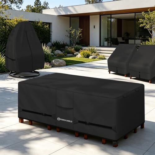 Porch Shield Waterproof Rectangular Patio Table Cover 108 x 60 inch, Black - Image 7