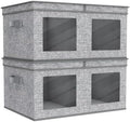Univivi Large Fabric Storage Bins with Lids for Clothes 2 Pack, Grey by Univivi