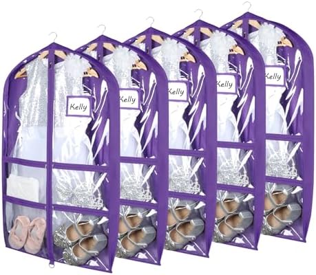 Syeeiex 40 Inch Clear Dance Costume Garment Bag, Purple, 5 Pack by syeeiex
