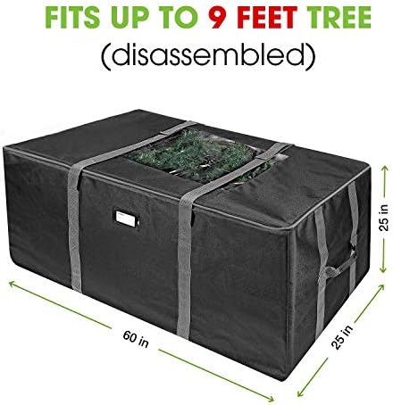 ProPik Rolling Christmas Tree Storage Bag, Fits Up to 9 Foot Tall Disassembled Trees, 25" X 25" X 60", Extra Large Heavy Duty Xmas Container with Wheels, Handles and Straps (Black) - Image 4