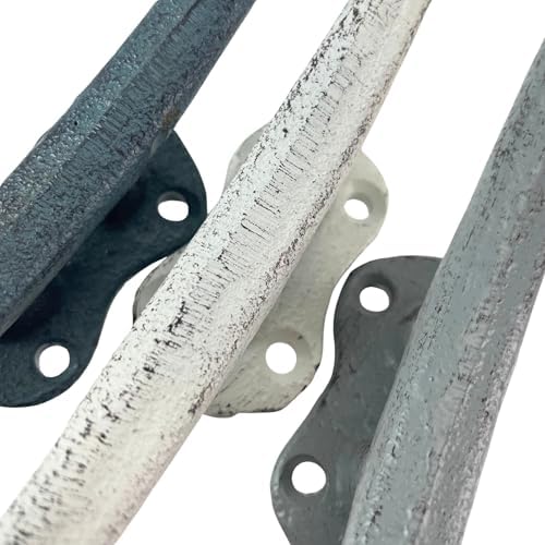Zeckos Set of 3 Boat Cleat Wall Hooks, 5.5 Inch Blue Gray White Cast Iron - Image 3