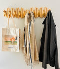Modern Wooden Wall Mounted Coat Rack, 5-Hooks, Decorative Wall Hooks for Purse, Bags & Hats, Heavy Duty, Sturdy, Natural Pine Wood, Pull Down Hooks, Easy to Install by FlyntAve
