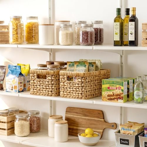 StorageWorks Wicker Basket, Baskets for Organizing, Storage Basket with Built-in Handles, Water Hyacinth Shelves (Medium 4-Pack, Natural Hyacinth) - Image 2