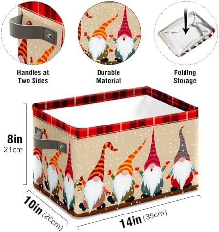 Christmas Foldable Baskets Storage Bins with Handles, Christmas Dwarf Decorative Cloth Organizer Storage Boxes 2 2piece - Image 6