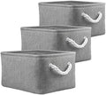 Mangata Foldable Storage Bins Baskets [3-Pack], Collapsible Sturdy Canvas Storage Basket W/Handles for Organizing Shelves Toys Clothes Nursery Closet(Grey, Small) by Mangata