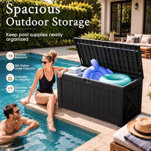 Devoko 120 Gallon Deck Box Resin Outdoor Storage Box Waterproof - Image 6