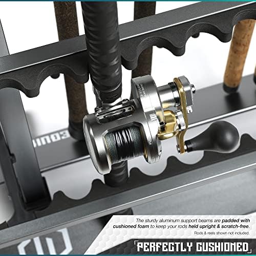 Savior Equipment Fishing Rod Rack Holder Organizer, 24-48 Slots to Hold Fresh Salt Water Spinning Rods & Reel Combo, Lightweight Aluminum Vertical Fish Pole Garage Storage Ground Display Stand - Image 4