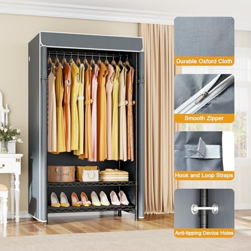 ULIFHOME H5C Clothes Rack with Cover, Covered Clothing Rack Heavy Duty - Image 3