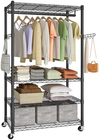 SONGMICS Heavy-Duty Clothes Rack, Portable Closet on Wheels, Garment Rack by SONGMICSbySONGMICSHOME