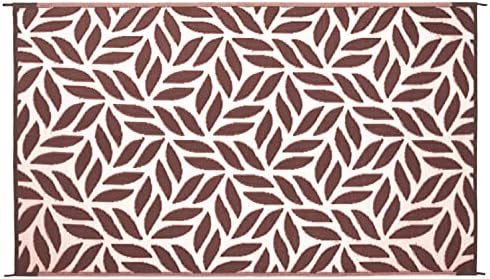 Stylish Camping 256097 6-feet by 9-feet Reversible Mat, Plastic Straw Rug, Large Floor Mat for Outdoors, RV, Patio, Backyard, Picnic, Beach, Camping - Leaf Mat (Brown/White) - Image 4