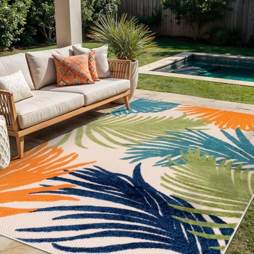 Rugshop Lucca Indoor/Outdoor Contemporary Floral Area Rug Multi 5' x 7' by Rugshop