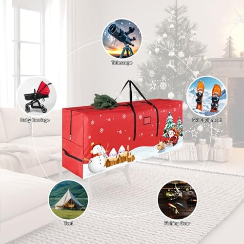 Christmas Tree Storage Bag, Fits Up 9 Ft Tall Artificial Trees with Reinforced Handles, Beautiful and Durable 600D Oxford Xmas Tree Storage Bag, Red - Image 6