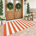 KOZYFLY Striped Rug 4x6 ft Orange and White Halloween Fall Front Door Rugs by KOZYFLY