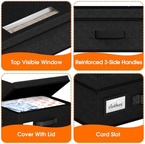 StoreHappily Under Bed Storage Containers with Lids, 3 Pack Foldable Black - Image 5