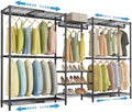 VIPEK X3S Expandable Closet System, Heavy Duty Freestanding Closet Organizer with Shoe Shelves, 5 Hanging Rods & 8 Adjustable Shelves, Fits 5.10 to 8.8 FT, Black by VIPEK