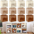 Marsui 12 Pcs Clear Cube Storage Bins Collapsible Fabric for Kids, Brown by Marsui