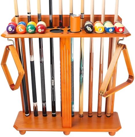 GSE Floor Stand Billiard Pool Cue Racks Only, Hold 10 Cues, Oak by GSEGamesSportsExpert