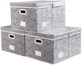 PRANDOM Jumbo Collapsible Storage Boxes with Lids Fabric Decorative Storage Bins Cubes Organizer Baskets with Cover Handles Divider for Bedroom Closet Living Room 23.2x15.7x11.8 Inch 3 Pack by Prandom
