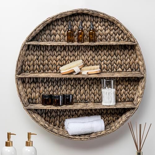 happimess Annulus 3-Shelf Circular Hyacinth Wall Rack 24.6", Brown - Image 2