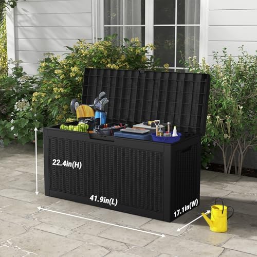 Mars Villa Deck Box, Waterproof Outdoor Storage Box, 60 Gallon, Black - Image 2