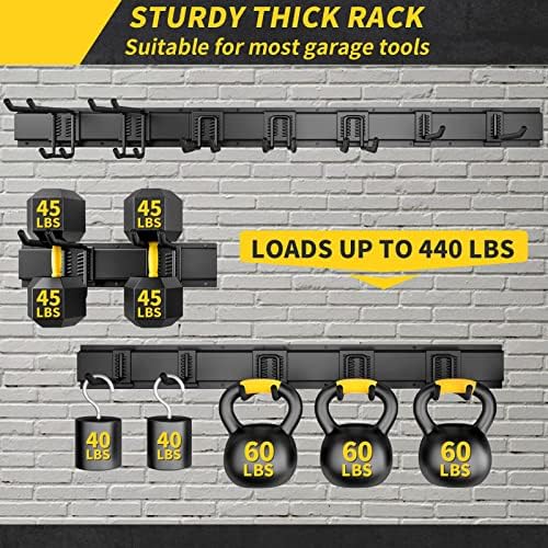 UUP 48" Garage Tool Organizer Wall Mount, 440lbs Garden Garage Storage Garage Organization with Adjustable Heavy Duty Hanging Hooks, Yard Rack Hanger System Shovel Rake Broom Ladder Holder, Men Gift - Image 2