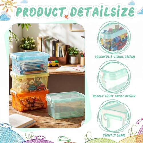 Wenqik 12 Pack Colorful Plastic Storage Bins with Lids, Pastel - Image 3