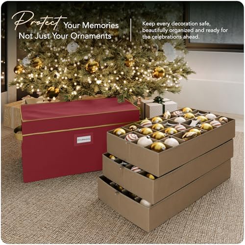 Covermates Adjustable Ornament Storage Box, 25.5" W x 13" D x 12.5" H, Red - Image 2