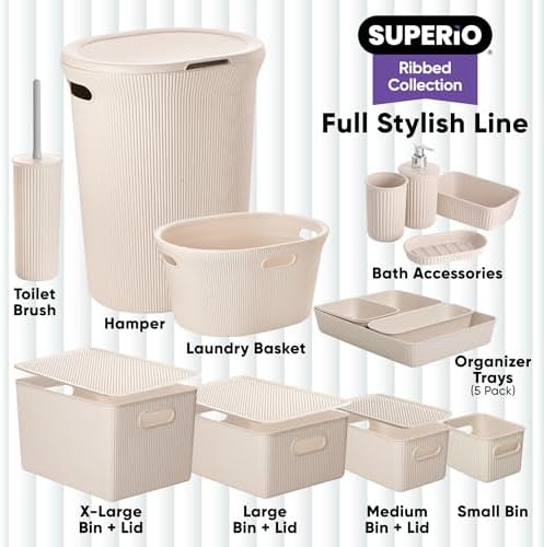 Superio Eco-Friendly Decorative Plastic Basket Open Home Storage Bins Organizer Baskets, Large (8 Pack) Container Boxes for Organizing Closet Storage Bins for Shelves Drawer Shelf 15 Liter - Image 5