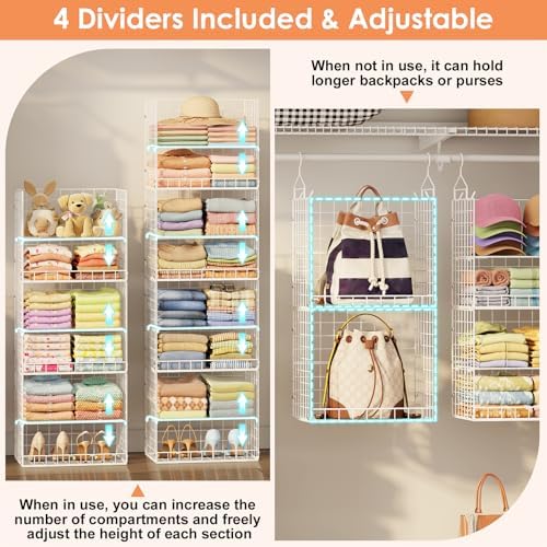 Extended Width Hanging Closet Organizer, 8 Tier Wire Storage Shelves - Image 7