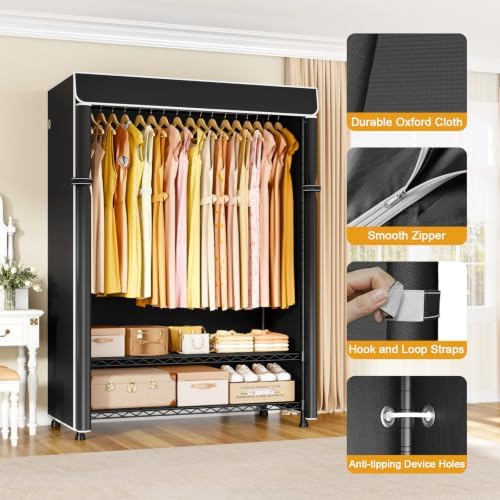 ULIFHOME H5C Max Clothes Rack with Cover, Covered Clothing Rack Heavy Duty - Image 3