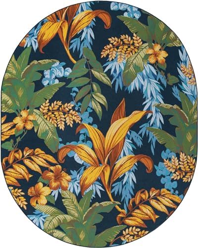 Unique Loom Outdoor Botanical Collection Area Rug - Calypso (7' 10" x 10' Oval Multi/Light Blue) - Image 3