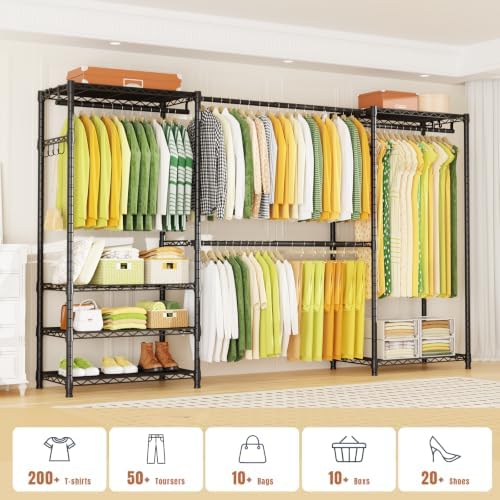 Ulif E1 Heavy Duty Closet Garment Rack, Easy to Assemble Wardrobe, Black - Image 2