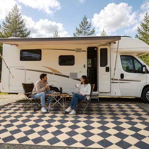 fifame 9x18 Outdoor Rug, Plastic Woven Patio Mat, Waterproof RV Camping Rug by fifame