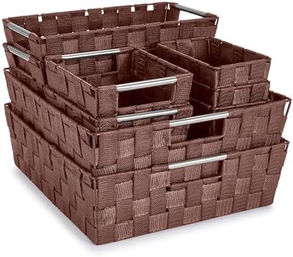 Sorbus Baskets for Organizing, Woven Storage Set (Set of 9, Chocolate) by Sorbus