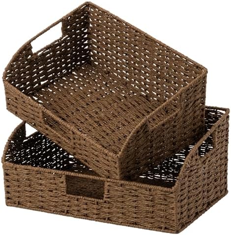 StorageWorks Pantry Baskets for Organizing, Brown Storage Baskets, 2-Pack by StorageWorks